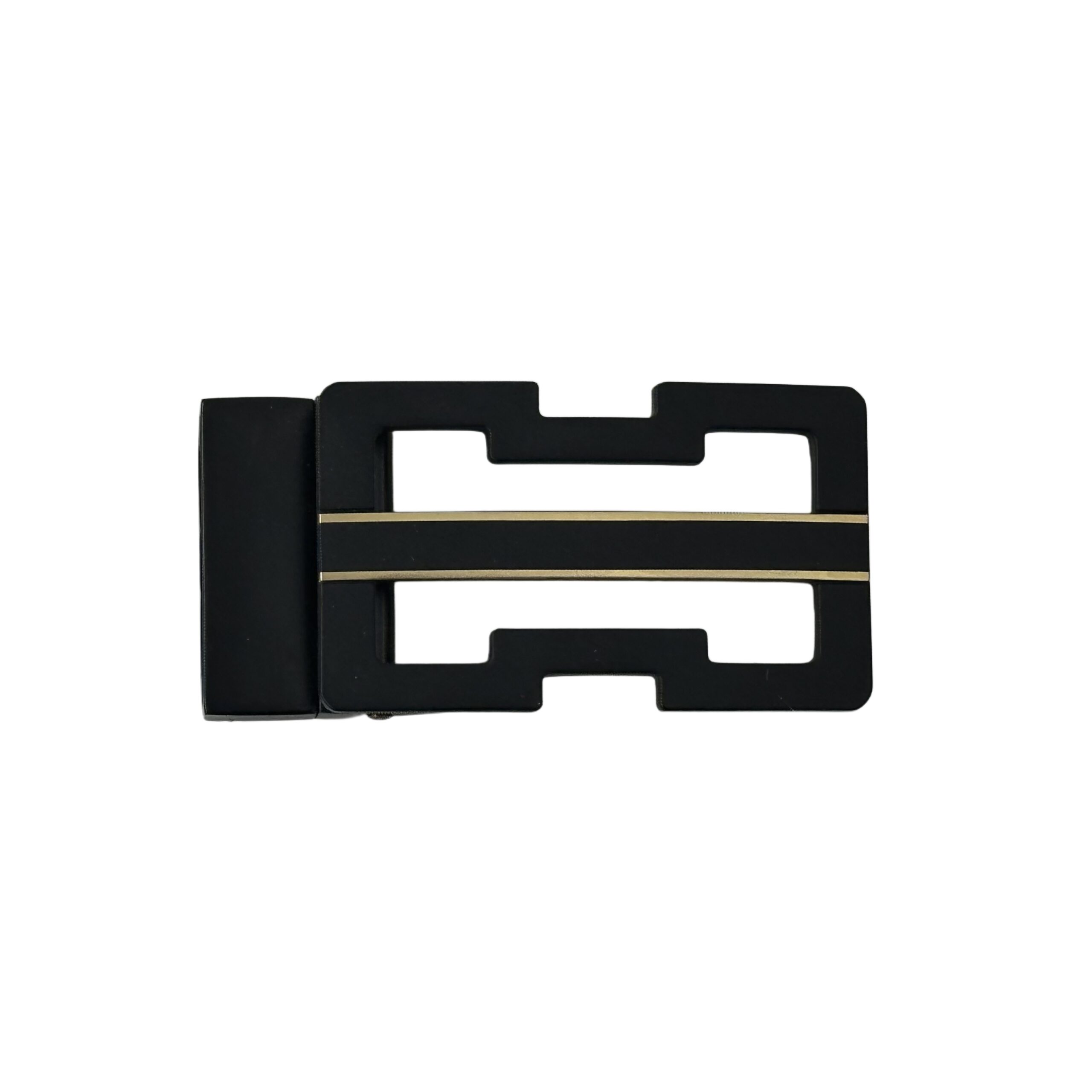 Schnalle eckig schwarz matt gold Druckguss 34mm